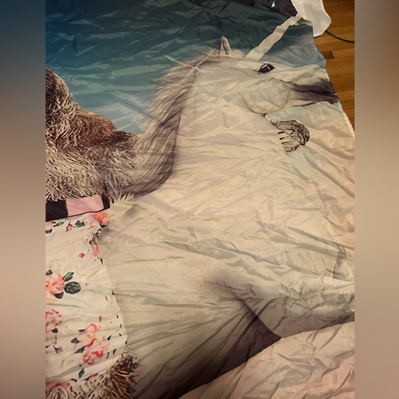 Funny shower curtain, sloth riding a unicorn - Picture 3 of 4